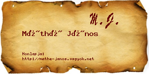 Máthé János névjegykártya